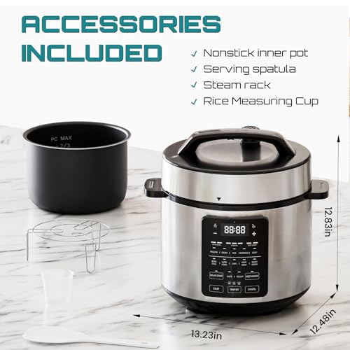 OLIXIS Electric Pressure Cooker 6 Quart Stainless Steel Multi Cooker Electric for Pressure 12-in-1 Rice, Steamer, Yogurt Maker, Slow Cook,Meat Stew, Cake, Porridge, Multigrain - Image 6