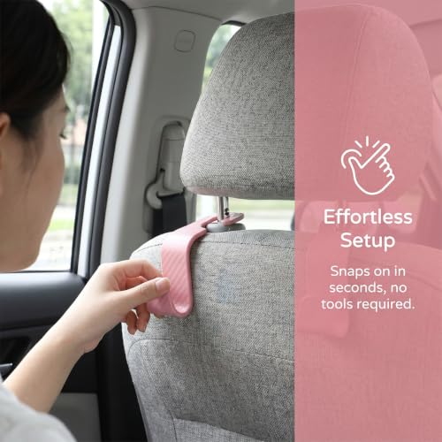 Image of 4PCS Car Seat Headrest Hooks, Auto Back Seat Hanger Holder, Durable Stylish Vehicle Organizer Universal Car Interior Accessories, Storage Hooks for Purses, Bags, Clothes (Carbon Fiber /Pink)
