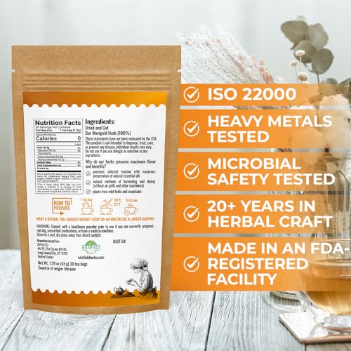 Image of 30 Bags Dried Marigold Bur Marigold Herb Tea Marygold Tea (Bidens Tripartita L.) - 30 Count 2 g Bags 100% Chereda Bur-Marigold Canamo Acuatico