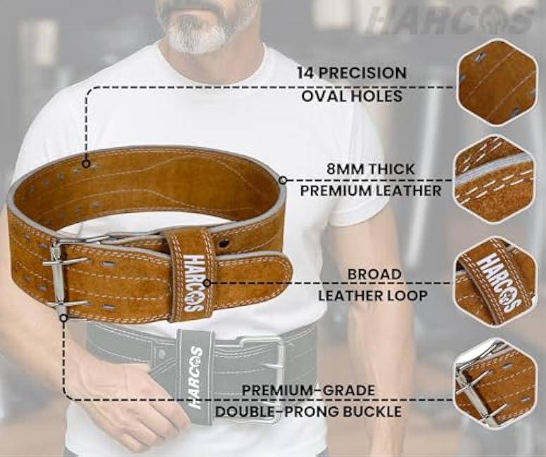 Harcos USPA/IPL Competition Approved 8mm Leather Weightlifting Belt for Men and Women - Heavy Duty Gym Belt for Lifting, Squats, Deadlifts, Powerlifting, Back Support IPF for Fitness Workout