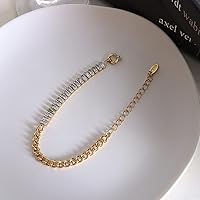 Vista 5 de A D. ALLEN & DANMI. AD Jewelry - Brazalete de acero inoxidable chapado en oro de 18 quilates para el amor