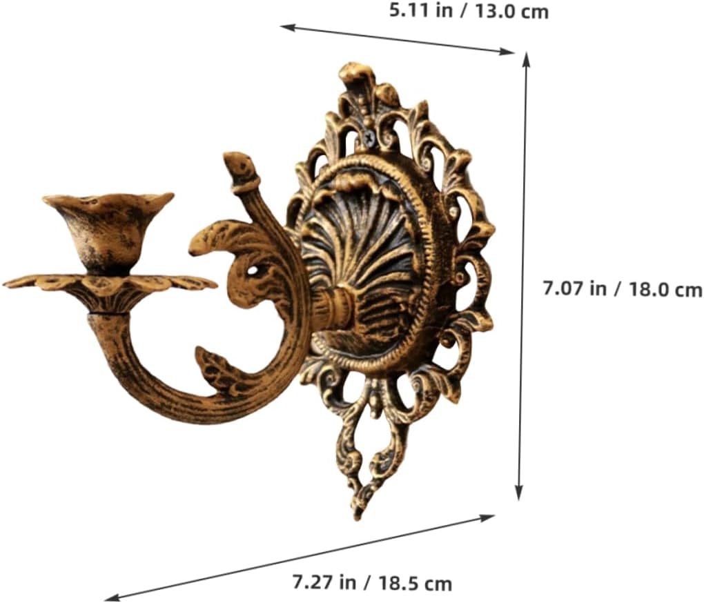 Vintage Cast Iron Wall Candle Holder Rustic Gothic Sconce for Decor Antique Style Wall Mount Holder for Living Room Bedroom Dining Room Candle Opening