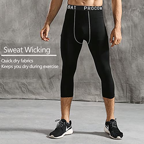 SS COLOR FISH 3 Pack 3/4 Men's Compression Pants Athletic Baselayer Workout Sports Running Legging Running Tights for Men3