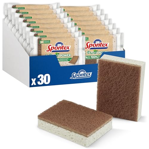 SPONTEX Vegetable Scraper Sponge – 2 Sponges Without Dyes – Scrap...