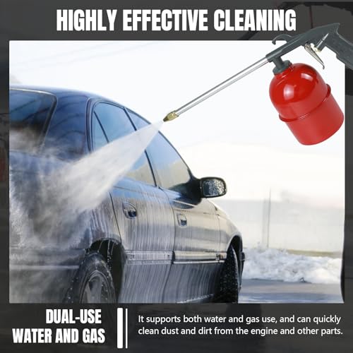 Image of Air Blow Gun Pneumatic Engine Cleaning Gun with 4Ft Hose, Aluminum Car Engine Cleaning Spray Guns, Vehicle Cleaner Degreaser Spray Tool for Narrow Space, Universal Fit (Straight Head+Bottle)