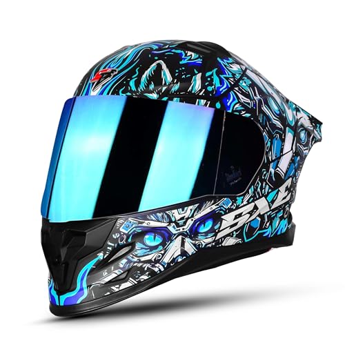Image of Steelbird SBH-61 SXE X1 ISI and Dot Certified Full Face Helmet for Men with Inner Silver Sunshield