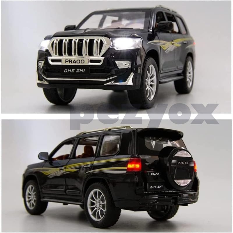 Image of Toyota Land Cruiser SUV 1:24 Big Size Diecast Scale Model Alloy Metal Pull Back Toy car for Kids with Openable Doors & Light, Music Toy Vehicle for Kids (Black)