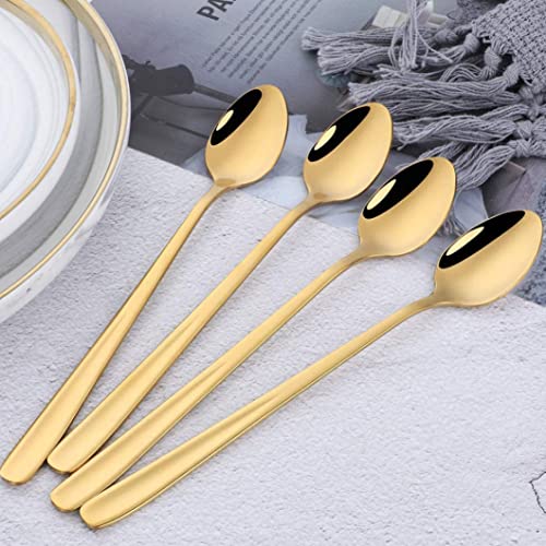 Theelepels latte lepels lange roestvrij staal gouden voor koffie ijscoupe ijs dessert cocktail 20cm 4 stks keuken gadgets - Image 3