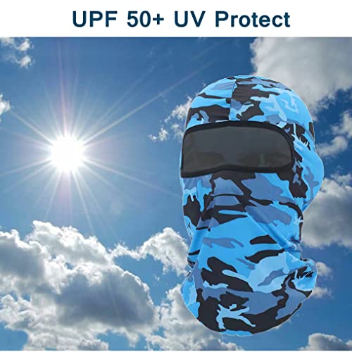 Jusdiqir Ski Mask Balaclava Windproof Face Mask Men Sun Protection Full Head Scarf Cover Women Halloween Neck Gaiter (Camouflage Dark Blue) #TOP2