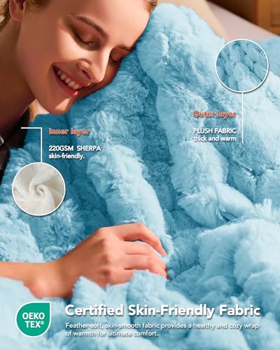 Image of Homemate Electric Heated Throw Blanket - 50 inchx60 inch Luxury Faux Fur Heating Bed Blankets with 10 Heating Levels 8 Hours Auto Off Fast Heating Over-Heated Protection Ultra Soft Warm Flannel ETL Certified