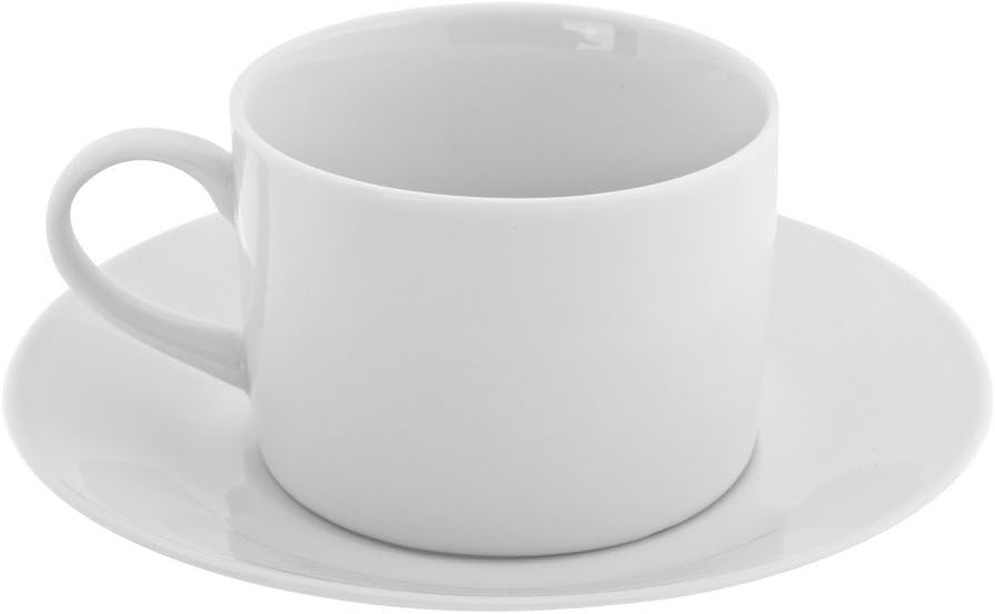 10 Strawberry Street Royal White 8 Oz Can Cup and Saucer, Set of 6, White
