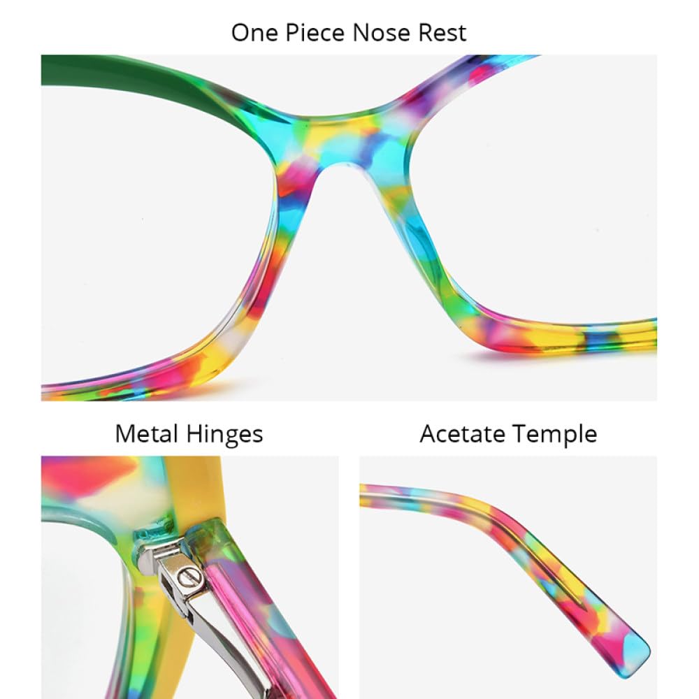 MUTYNE Mehrfarbige Acetat-Brillengestelle für Damen, trendige Cat-Eye-Brillen, Brillen