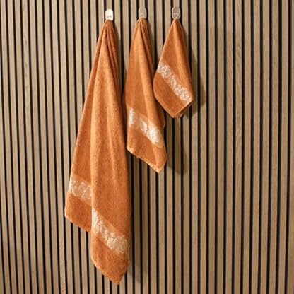 nice homeit Handtuch-Set – 100 % ringgesponnene Baumwolle – extra weich und saugfähig – Handtuch-Set für Badezimmer – Made in Italy (Orange) – Bild 7