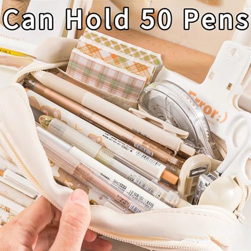 Image of Big Capacity Pencil Case 5 Compartments Large Pencil Pouch Pen Bag Pencil Box Holder Organizer Simple Storage Aesthetic Stationery Cosmetic for Adults Men Women College Office Essentials (Blue)