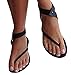 Ferbia Sandals for Women Summer Casual Black Ankle Strap Thong Flat Slipper Shoes