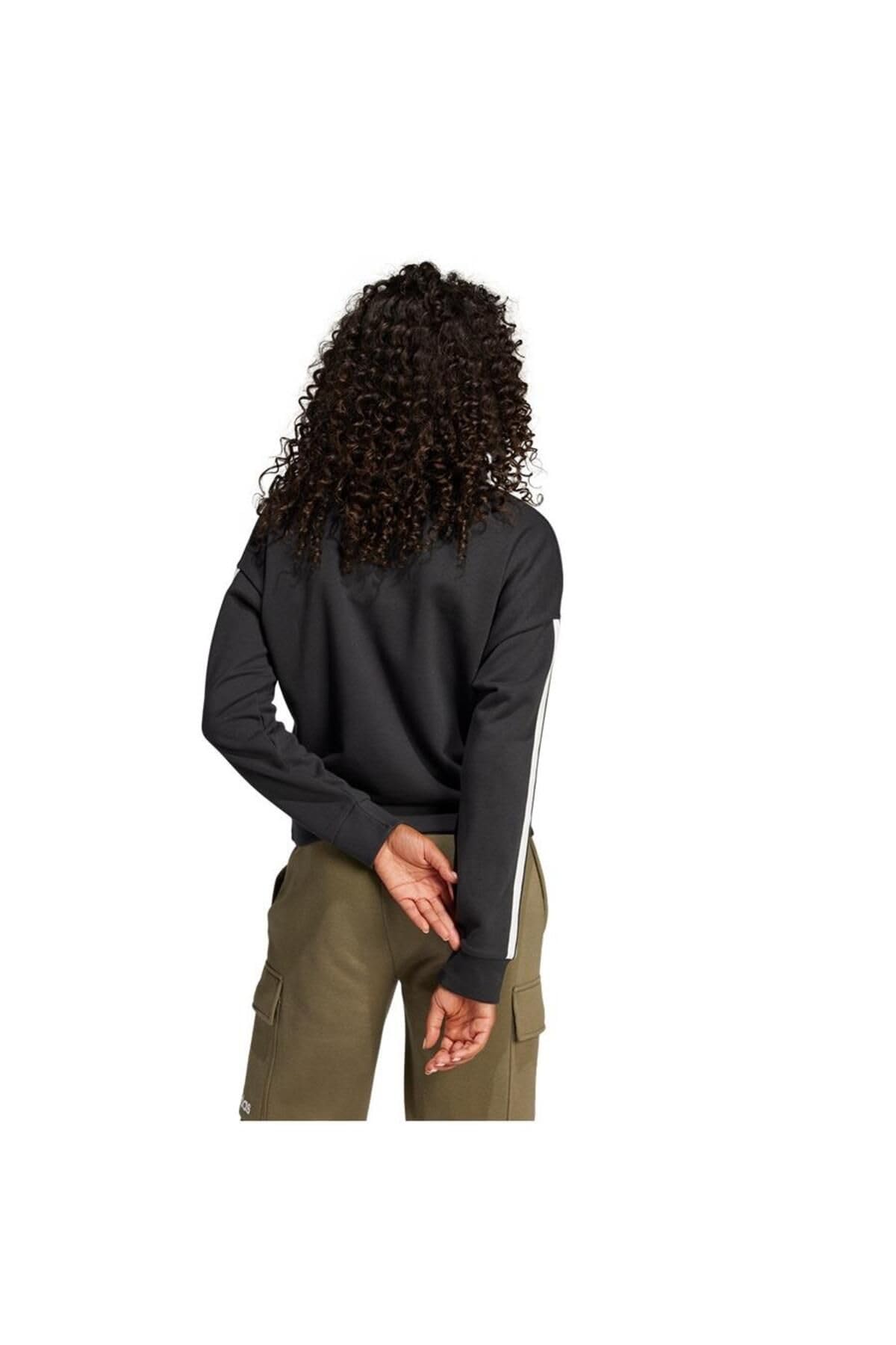 adidas dames ESSENTIALS 3 STRIPES FRENCH TERRY V-NECK SWEATSHIRT, black/white, XS