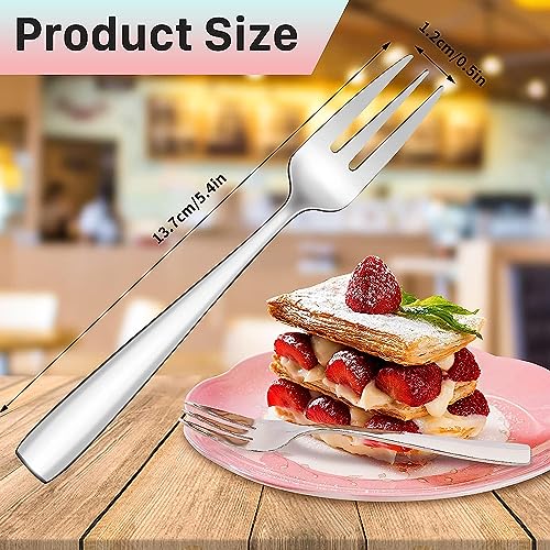 Tivcck 24 Piece Dessert Forks Stainless Steel Cocktail Forks Appetizer Forks,5.4 Inch Small Forks Silverware Forks,3-Tine Mini Salad Fruit Forks,Mirror Polished,Dishwasher Safe