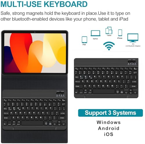 Image of ProElite Keyboard case for Redmi Pad SE 11 inch, Magnetic Detachable Wireless Bluetooth Keyboard Redmi Pad SE 11 inch, Dark Green