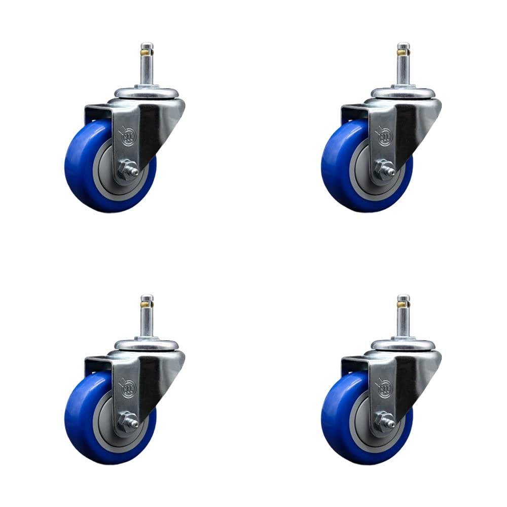 Polyurethane Swivel Grip Ring Stem Caster Set of 4 w/3