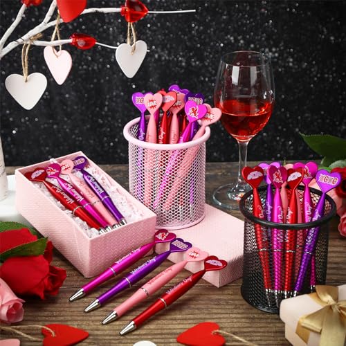Set de 72 bolígrafos de gel negro con forma de corazón para San Valentín miniatura 4