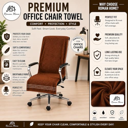 Image of ROMAN HOME Car & Office Chair Towel with 2 Tie Knots| Super Soft 400 GSM (2, browen)