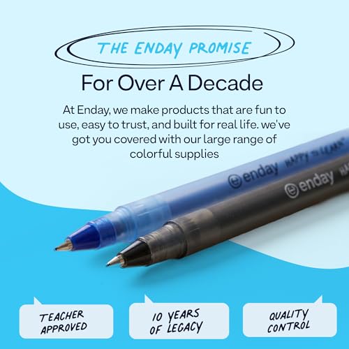 Image of Enday Ballpoint Pens Bulk Blue and Black Pens (240 Pack) 120 Black & 120 Blue - Medium Point (1.0mm) Flexible Round Barrel For Writing Comfort, Pens Bulk for School, Home and Office.