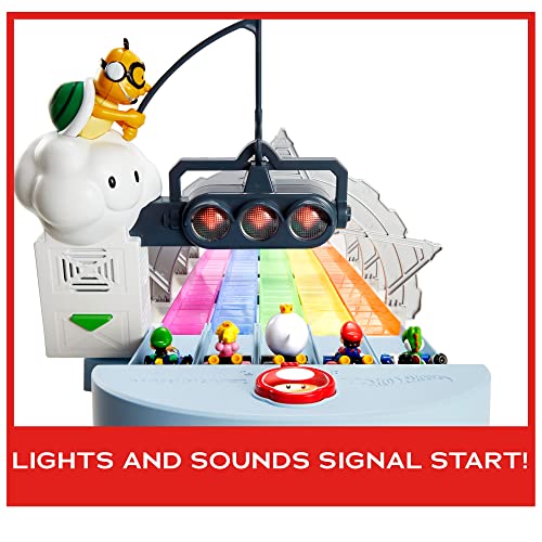 Hot Wheels Mario Kart Pista arcoiris de coches de juguete con luces y sonidos, incluye 2 vehículos personaje die-cast (Mattel GXX41)