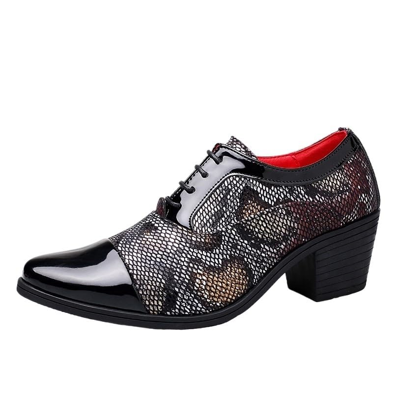 Men's Stylish Wingtip Shoes All-Match Dress for Men Snake Print Leather