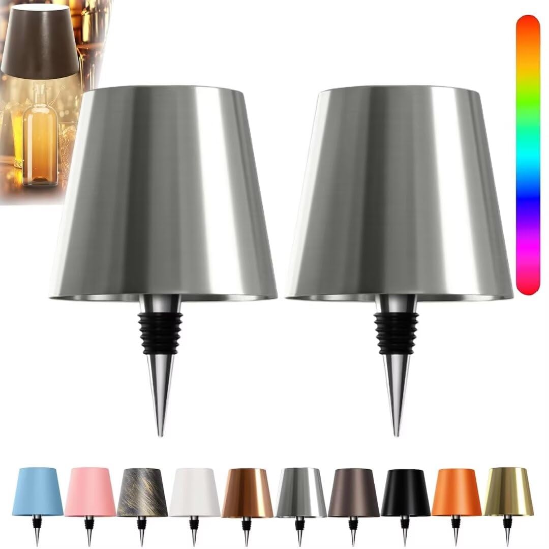 ARRITS Pridola Wireless Bottle Lamp Shade 2PCS, RGB/3 Color Stepless Dimming, Touch Control Wine Bottle Lampshade for Parties, Bars, Restaurants