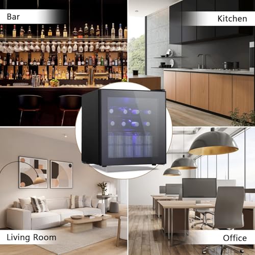 Image of Antarctic Star Mini Fridge Cooler - 70 Can Beverage Refrigerator Glass Door for Beer Soda or Wine -Small Drink Dispenser Machine Removable for Home, Office or Bar Chiller, 1.6cu.ft