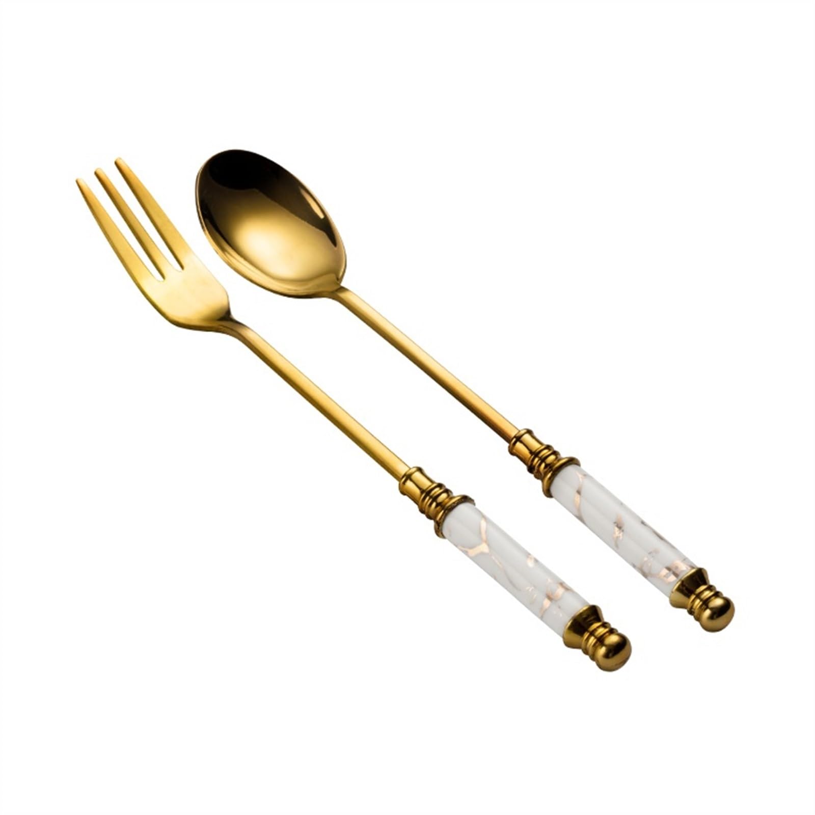 Cucchiaio da minestra, cucchiaini da tè in acciaio inossidabile e set di forchette da dessert, cucchiai da cena con manico decorativo in marmo artificiale, cucchiai da dessert for casa, cucina o risto