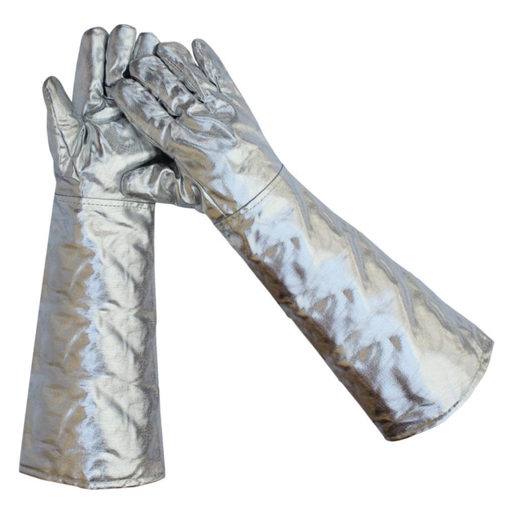 2 rękawice spawalnicze z folii aluminiowej, rękawice termoizolacyjne, wygodne, profesjonalne, odporne na wysokie temperatury rękawice do pieczenia w piecu kuchennym (60 cm, 350 do 1000)