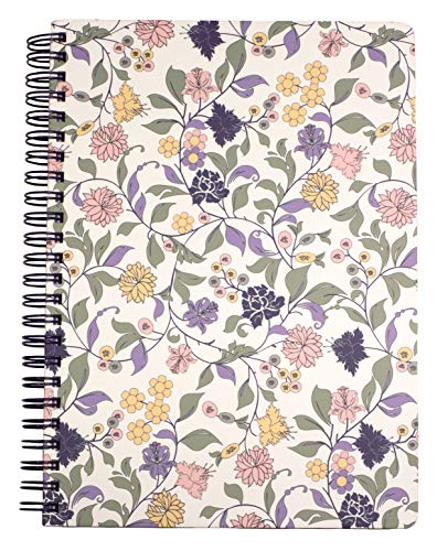 Women's Teen Girls Cute Purple Floral Mini Spiral Notebook with Durable Hardcover