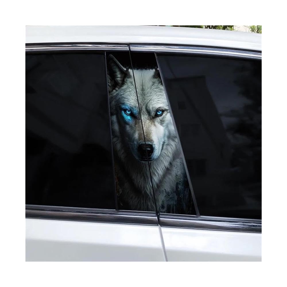 Body Parts 2pcs Wolf Head Car B-Pillar Sticker Waterproof Car Center Pillar Sticker(B)