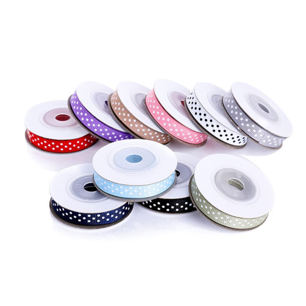ARTIBETTER 2 Sätze Yards Dotted Pattern Ribbed Ribbon Buntes Geschenkband Für Diy Heimdekoration Hochzeits Und Partyprojekte Vielseitig Einsetzbar Strapazierfähig Und 10 Rollen * 2