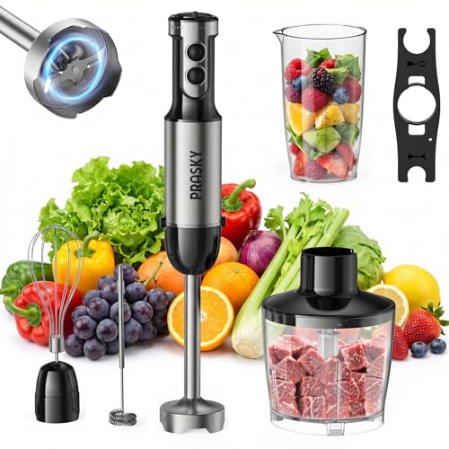 Image of Immersion Blender Handheld 1200W, 20-speeds Immersion Hand Blenders, Hand Mixer with Mining Beaker,Chopper,Whisk, Frother and Stick Blender Suitable for Kitchen, Protein Shakes and Baby Food