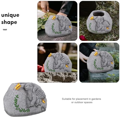 Lápida para perro pintada a mano en resina como maceta conmemorativa de exterior 4