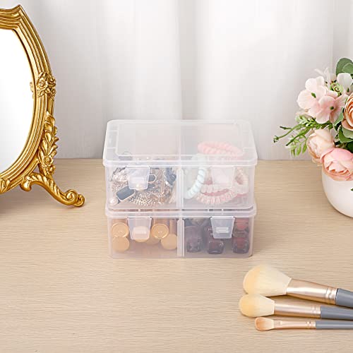 Image of BTSKY 4 Pack Photo Storage Boxes for 4 inchx6 inch Pictures Greeting Card Organizer with Removable Divider Multi-use Plastic Organizer Box for Photos Stickers Stamps Index Cards and Other Craft Storage