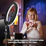 STALLY 10.2" Ring Light with Stand, 75" Tall Ring Light with Phone Holder and Wireless Remote, 12 Dimming Levels, 32 Color Modes Selfie Light Tripod for iPhone, Live Stream, Makeup, YouTube, TikTok - Image 5