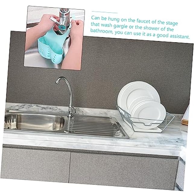 Unomor 6Pcs Kitchen Sink Storage Basket Adjustable Sponge and Brush Draining Holder Hollow-carved Design for Quick Drainage Space-saving Plastic Organizer for Home Kitchen