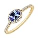 Vagmine Jewel 0.72 CT Natural Tanzanite Gemstone 7x5MM RD Tanzanite Gold Plated 925 Sterling Silver Halo Style Silver Women Ring Size Us-4