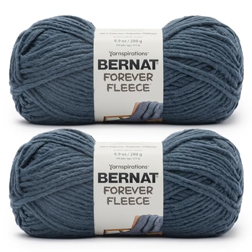 Image of Bernat Forever Fleece Soft Yarn for Crocheting, Rolling Sky, 2-Pack | #6 Super Bulky Yarn, 100% Polyester, Soft Fleece Crochet Yarn for Blankets, Knitting & Crafts, 194yds, 280g /9.9oz per skein