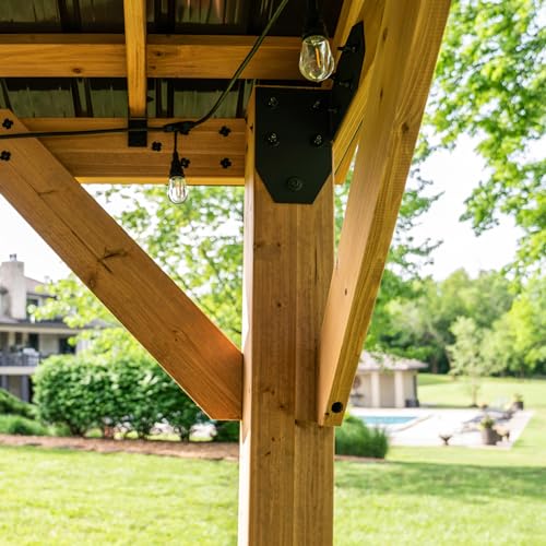 Backyard Discovery 2206069 Norwood 10 X10 Cedar Wood Gazebo Pavilion, Thermal Insulated Hard Top Steel Roof, Durable thumb #5