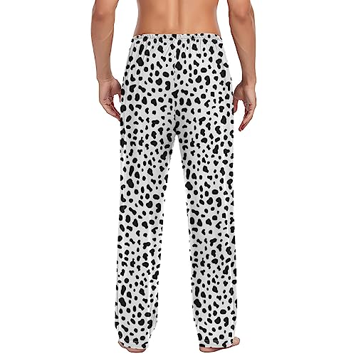 Eionryn Black White Dalmatian Dog Print Mens Pajama Pants Lounge Bottoms Soft Sleep Pants S4
