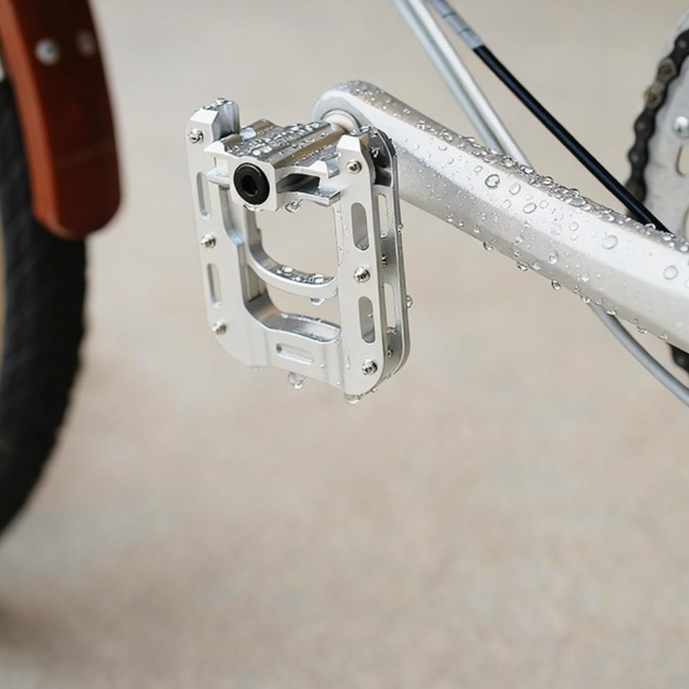 Honseadek Pedales de bicicleta plegables de 9/16 pulgadas, aleación de aluminio con rodamientos sellados, diseño de plegado rápido para bicicletas Brompton y plegables, antideslizantes para