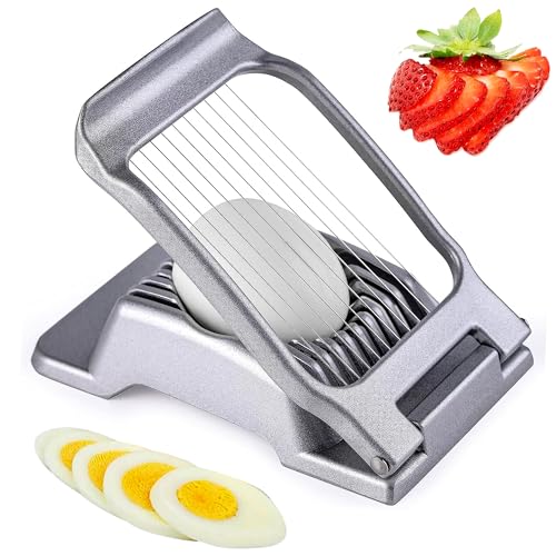 Egg Slicer for Hard Boiled Eggs, Heavy Duty, Dishwasher Safe, Stainless Steel Wire Cutter for Eggs, Strawberries, Bananas, Mushroom & Soft Fruits