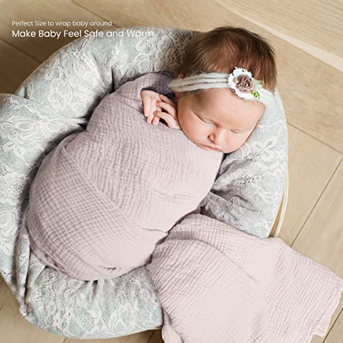 Image of lulumoon Muslin Swaddle Blanket Baby - Cotton Swaddling Blanket Soft Baby Receiving Blankets Neutral 2Pack(Pink)