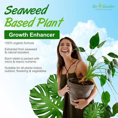 Image of Go Garden PlantMate 50 Seaweed Fertilizer Tablets | Seaweed-Based Plant Growth Enhancer | Organic Seaweed Extract Fertilizer for Plants | Boosts Growth, Flowering | Easy-to-Use Tablets for All Plants