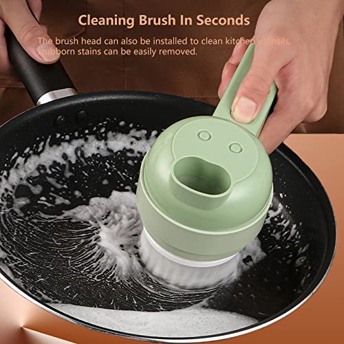 4 In 1 Portable Auto Vegetable Cutter Set，Electric Garlic Chopper With Clean Brush, Mini Handheld Wireless Food Chopper For Salad Onion Veggie Meat Pepper Chili Celery Ginger #TOP5