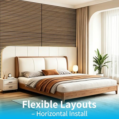 Image of Art3d 47 x 23.6 Inch Acoustic Wood Slat Wall Panel, 4-Pack, Deep Walnut